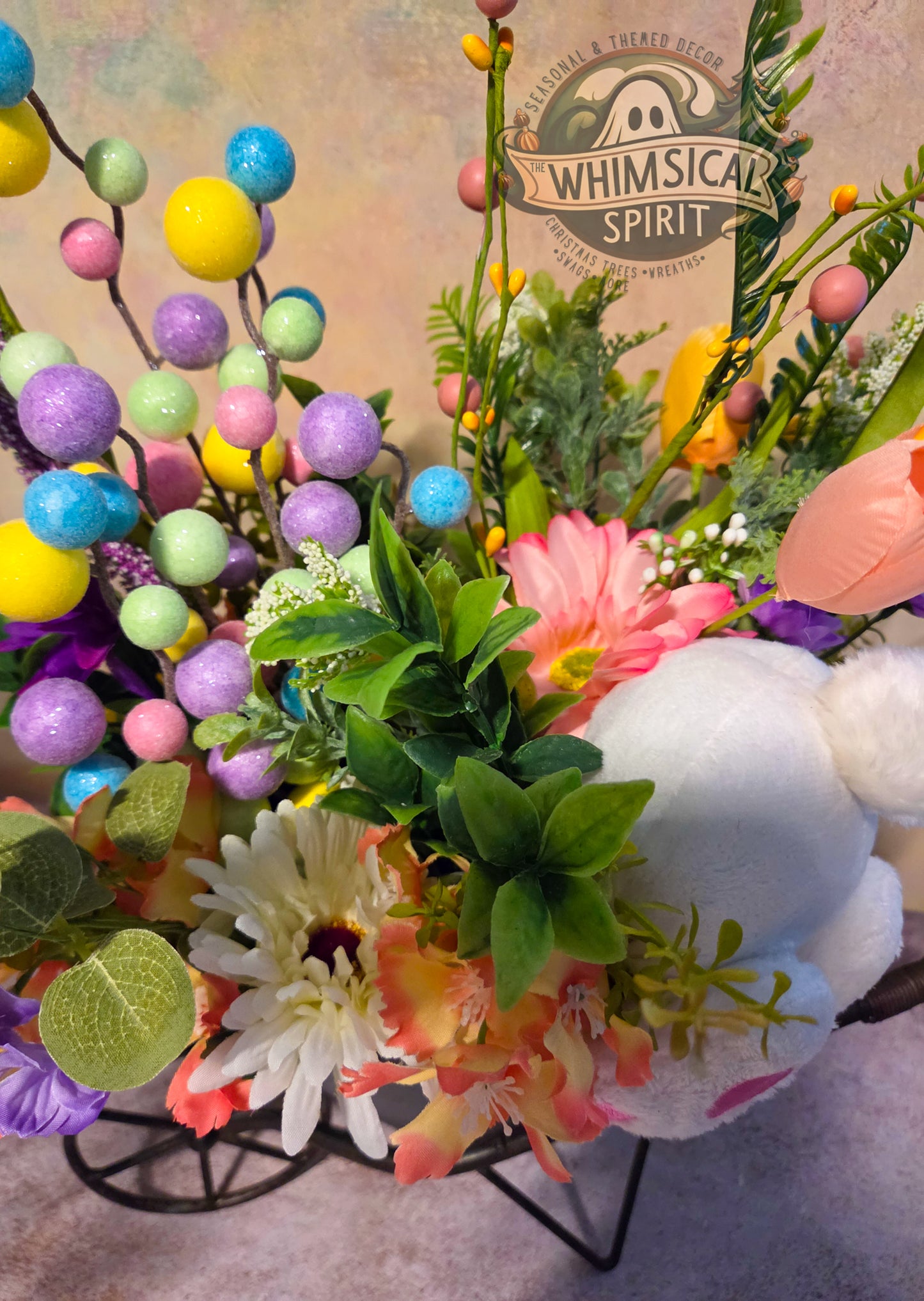 Easter Meadow Wheelbarrow - Easter Springtime Tabletop Centerpiece