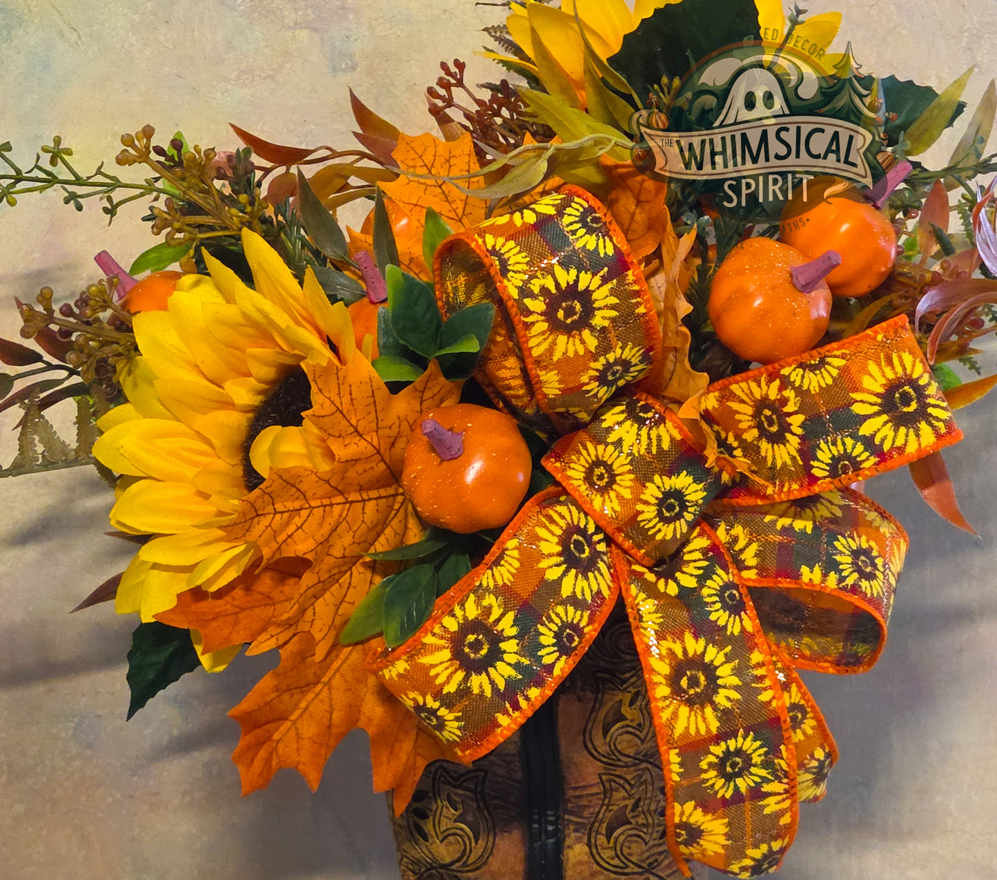 Harvest Boot Bloom | Fall Cowboy Boot Centerpiece with Sunflowers & Pumpkins