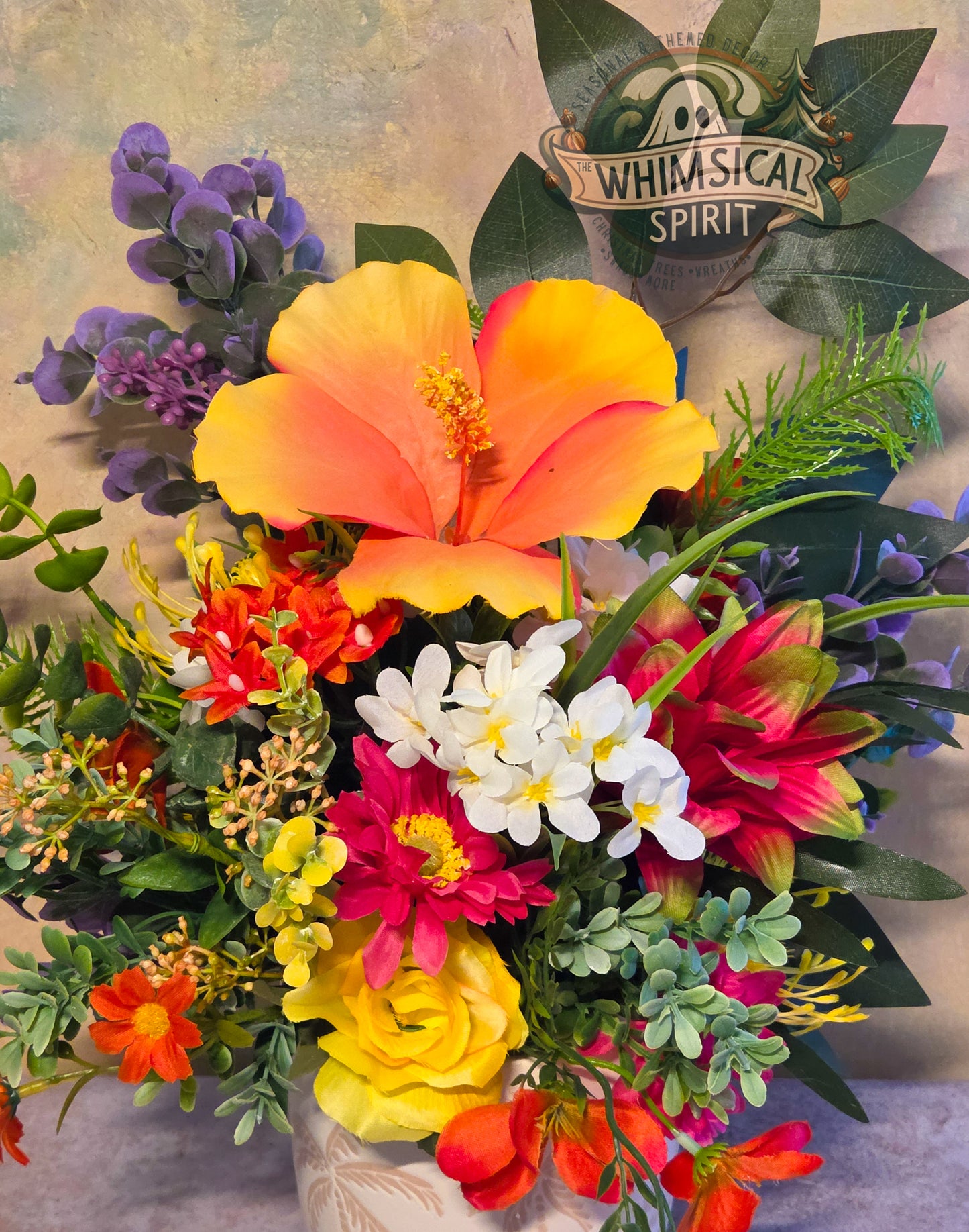 Island Garden Glow - Tropical Summer Beach Themed Floral Centerpiece