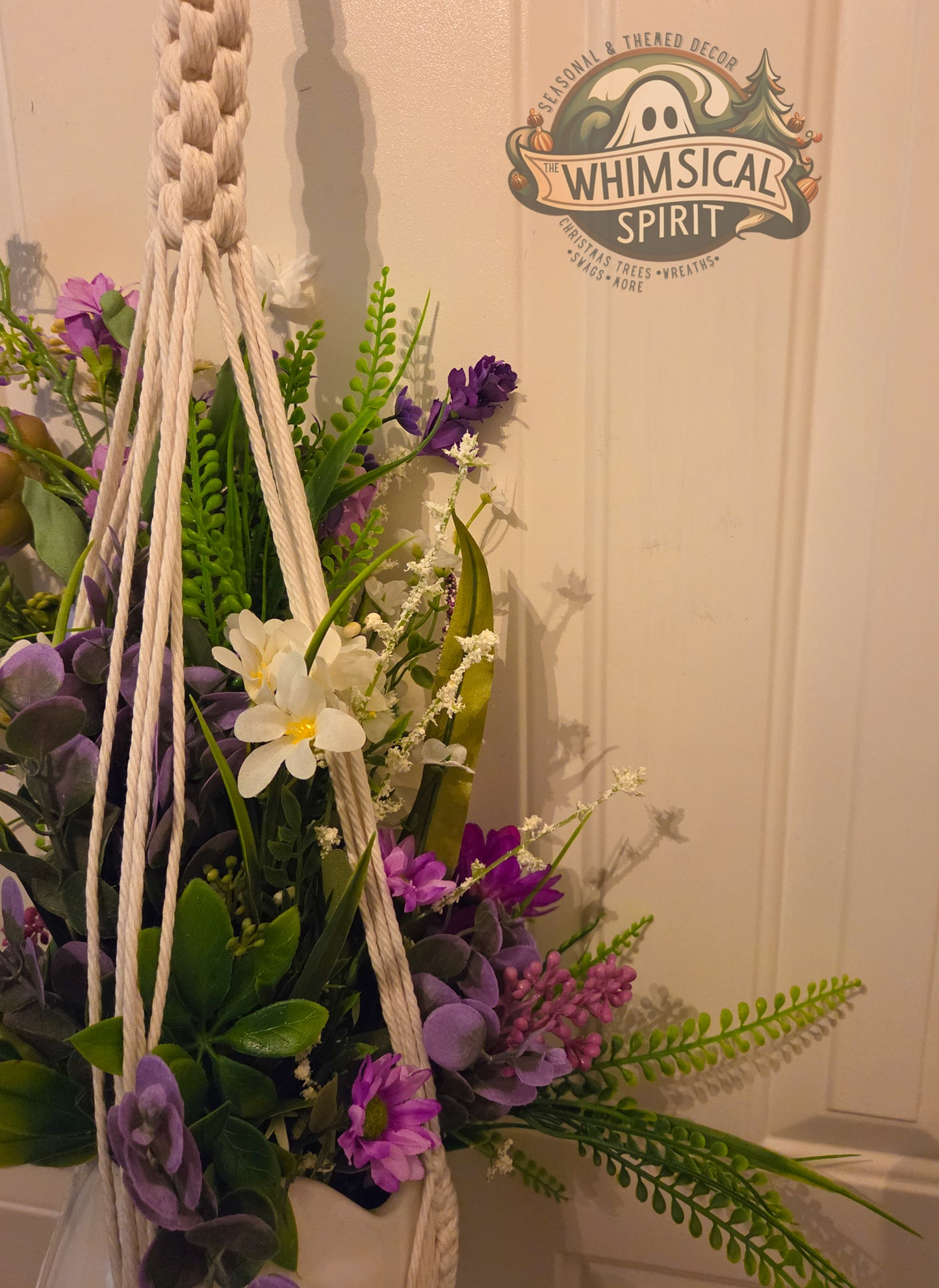 Lavender Lace Cascade - Macrame Bloom Suspended Centerpiece