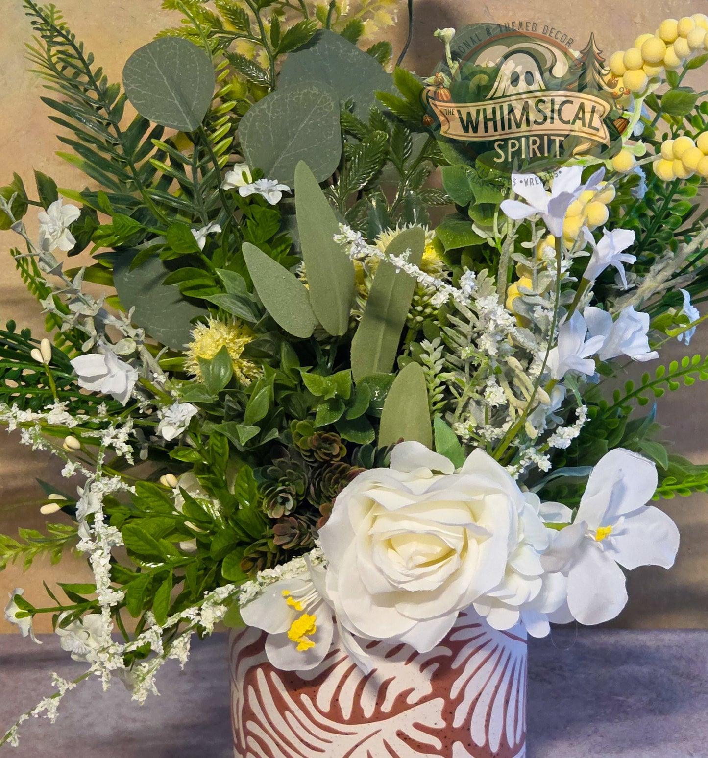 Palm Frond Flourish - Summer Palm Beach Neutral Greenery Floral Centerpiece