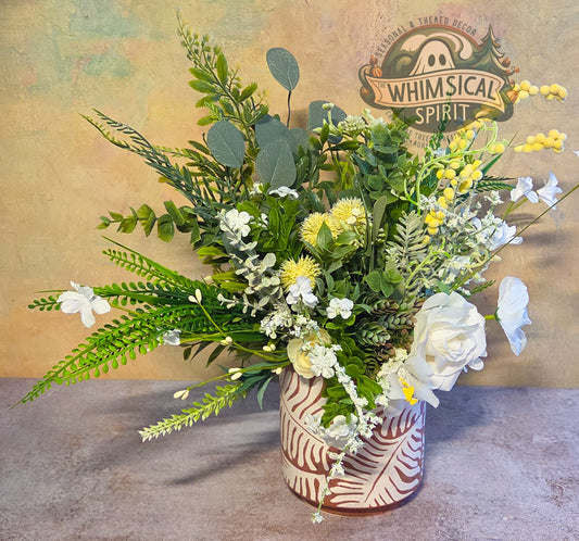 Palm Frond Flourish - Summer Palm Beach Neutral Greenery Floral Centerpiece