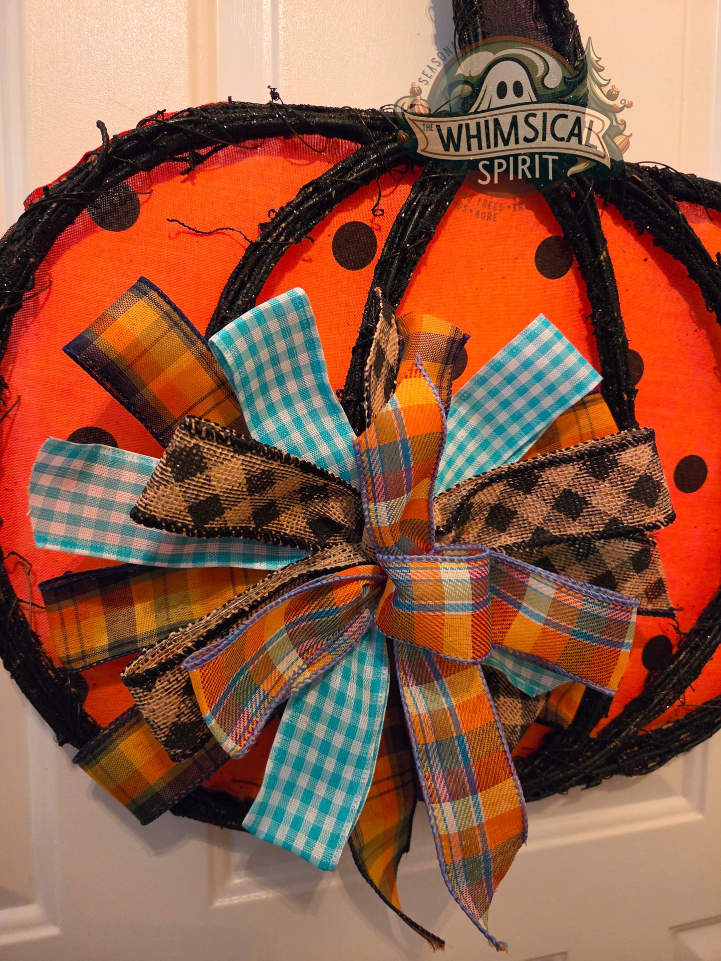 Pumpkin Patch Charm | Orange Pumpkin Door Hanger for Fall Porch Decor