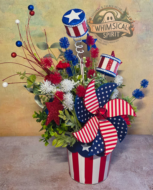 Red, White & Whirl Garden - 4th of July America 250 Patriotic Centerpiece