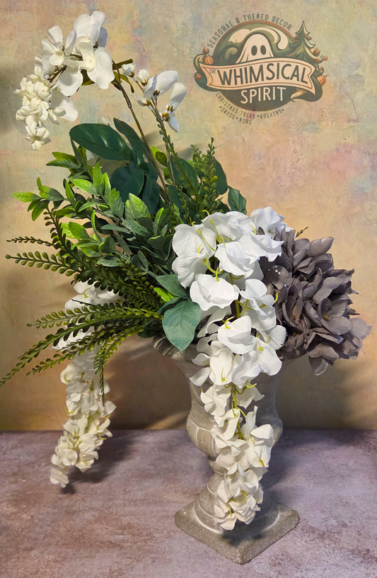 Stone Garden Sanctuary - Neutral Elegant Garden Tabletop Centerpiece