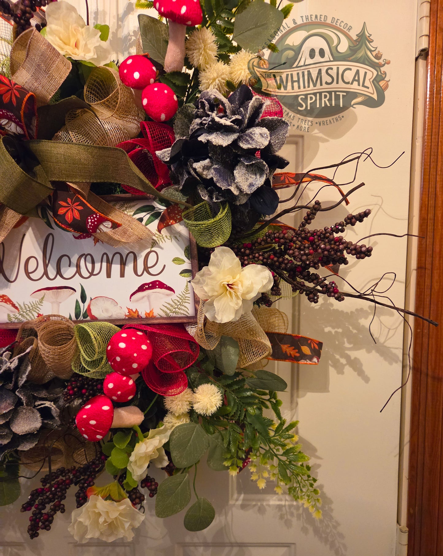 Toadstool Hollow Welcome - Mushroom Woodland Themed Front Door Wreath