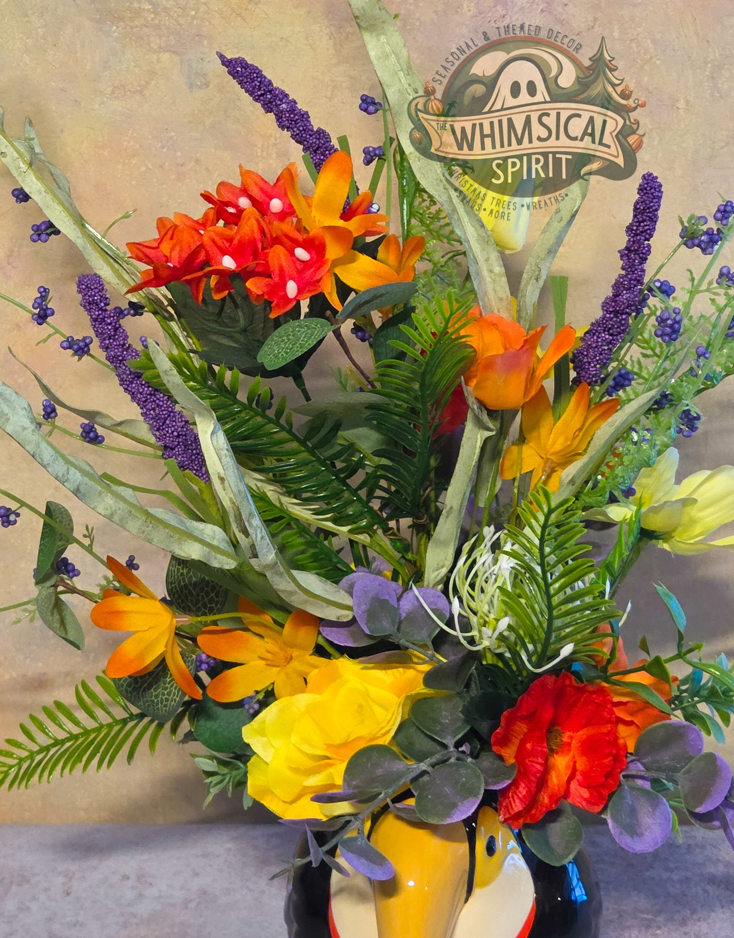 Tropical Canopy Garden - Summer Tropical-Themed Toucan Floral Centerpiece