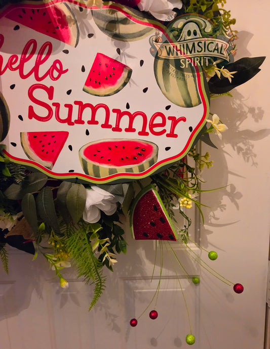 Watermelon Welcome Burst - Summertime Watermelon Hello Wreath