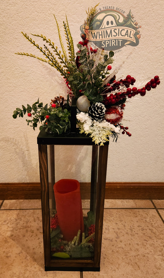 Winter Ember Lantern - Christmas Outdoorsy Tabletop Centerpiece