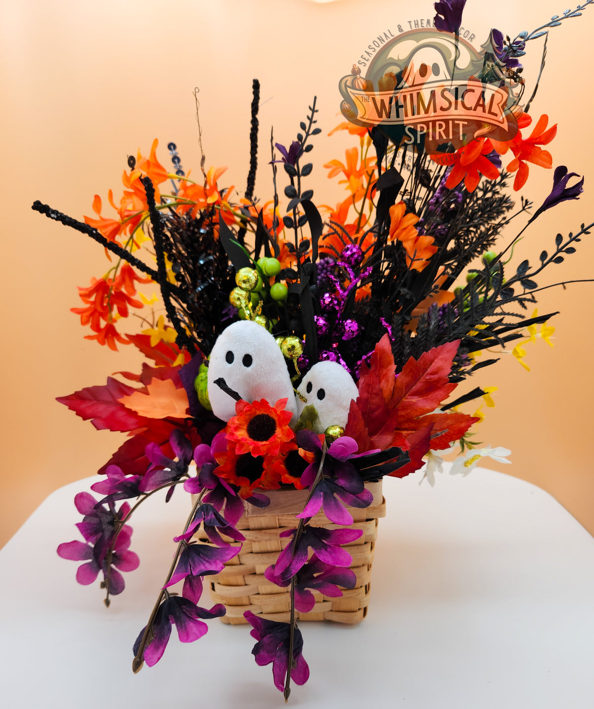 Autumn Apparitions - Halloween Pumpkin & Ghost Centerpiece The Whimsical Spirit