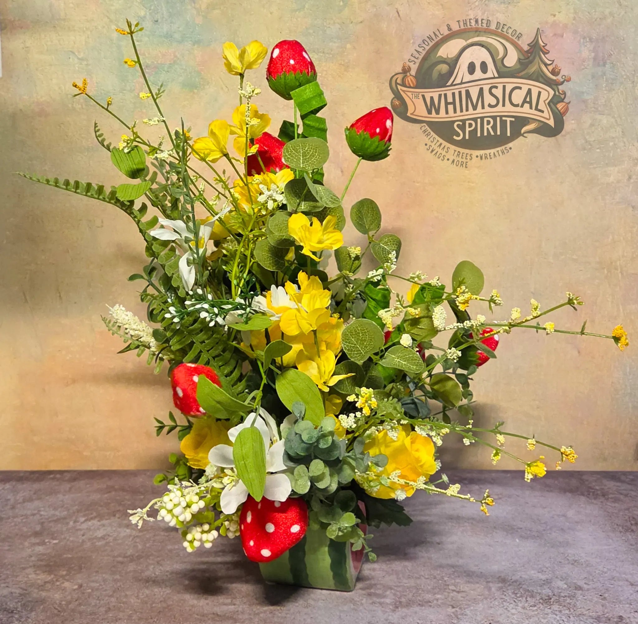 Berry Patch Picnic - Spring Flower Tabletop Centerpiece The Whimsical Spirit