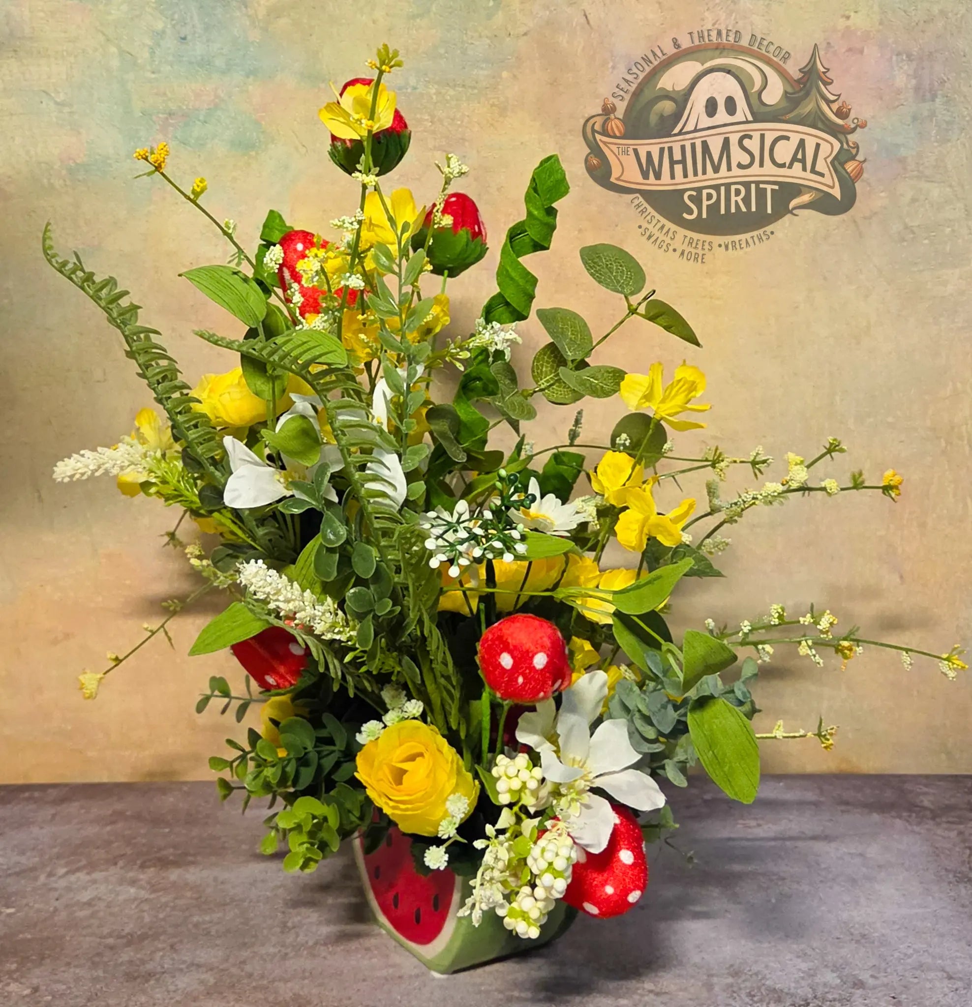 Berry Patch Picnic - Spring Flower Tabletop Centerpiece The Whimsical Spirit