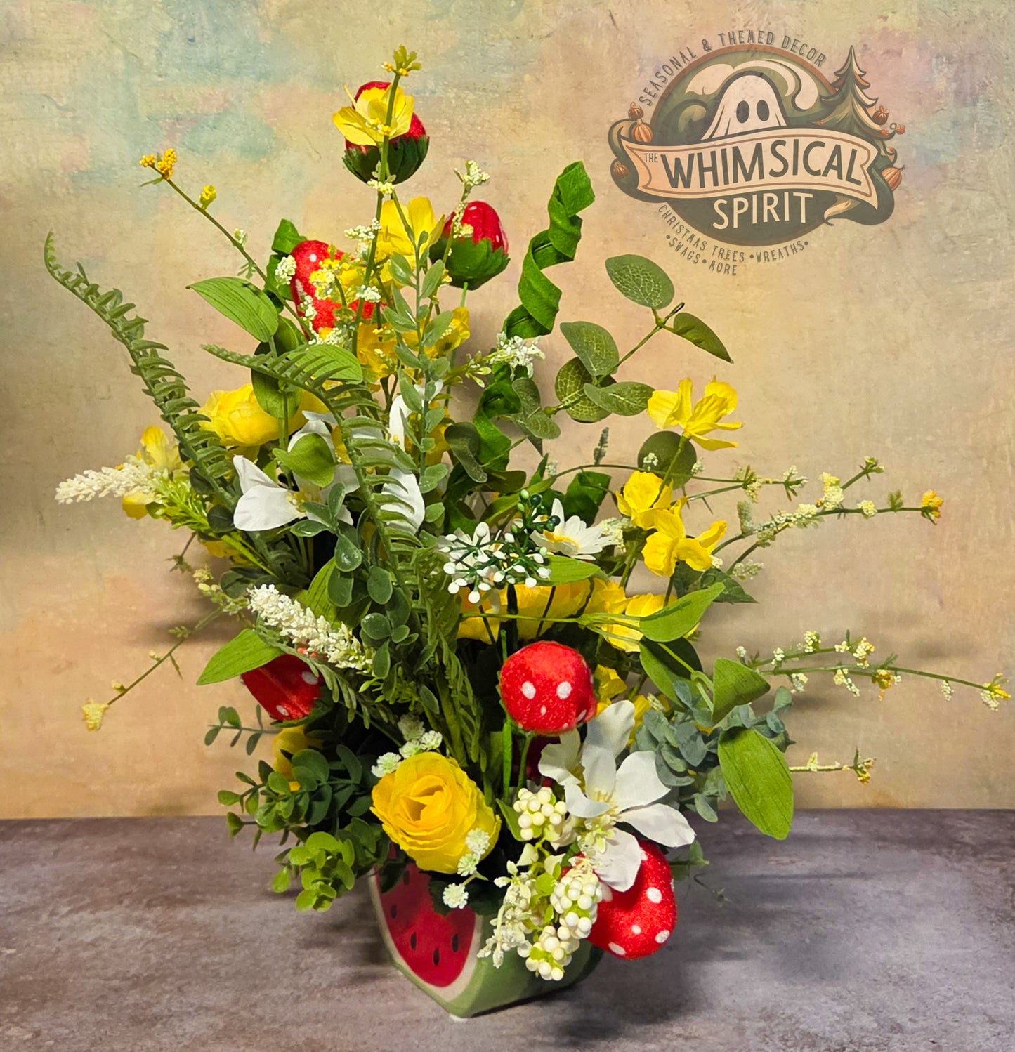 Berry Patch Picnic - Spring Flower Tabletop Centerpiece