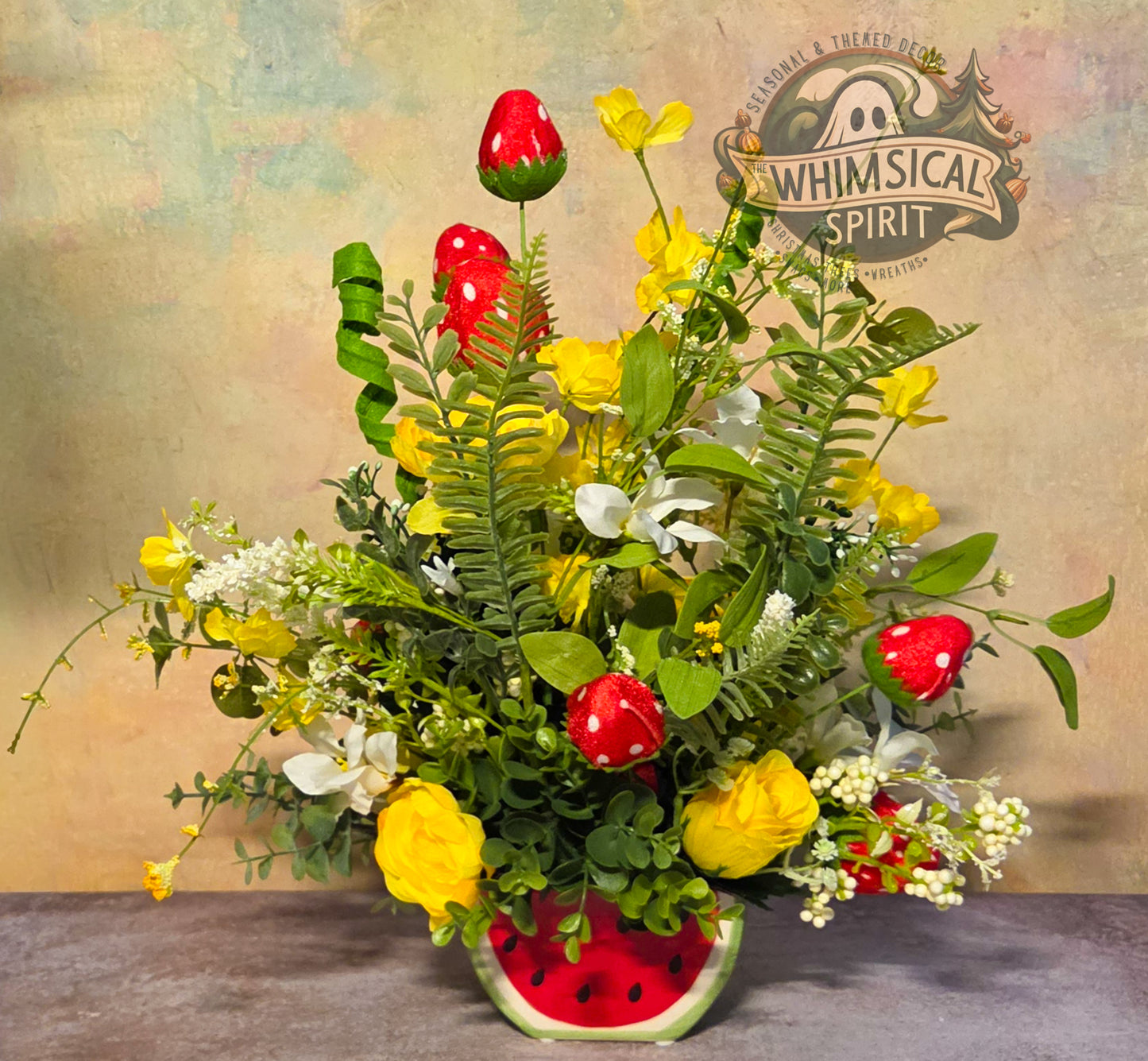 Berry Patch Picnic - Spring Flower Tabletop Centerpiece