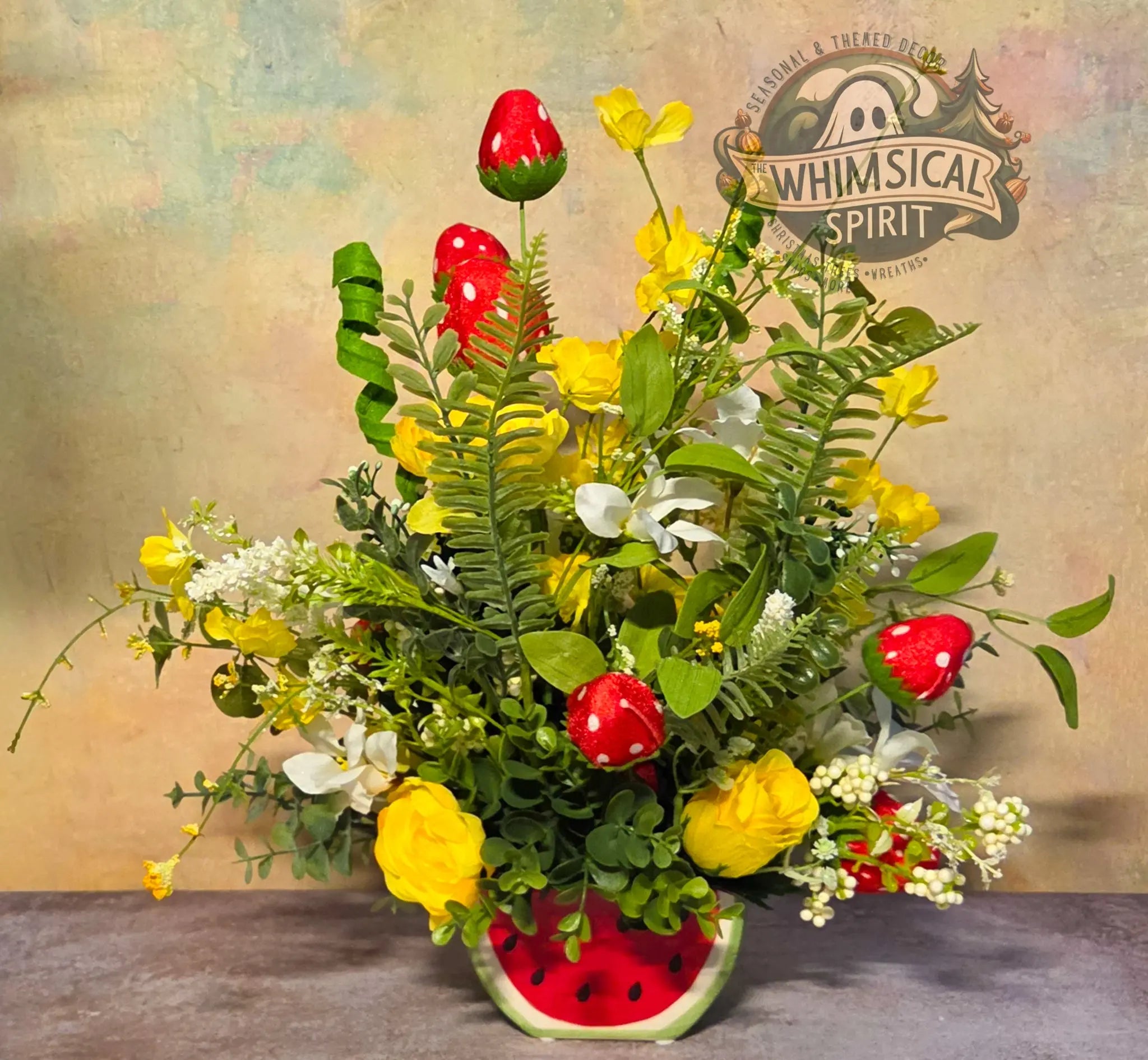 Berry Patch Picnic - Spring Flower Tabletop Centerpiece The Whimsical Spirit