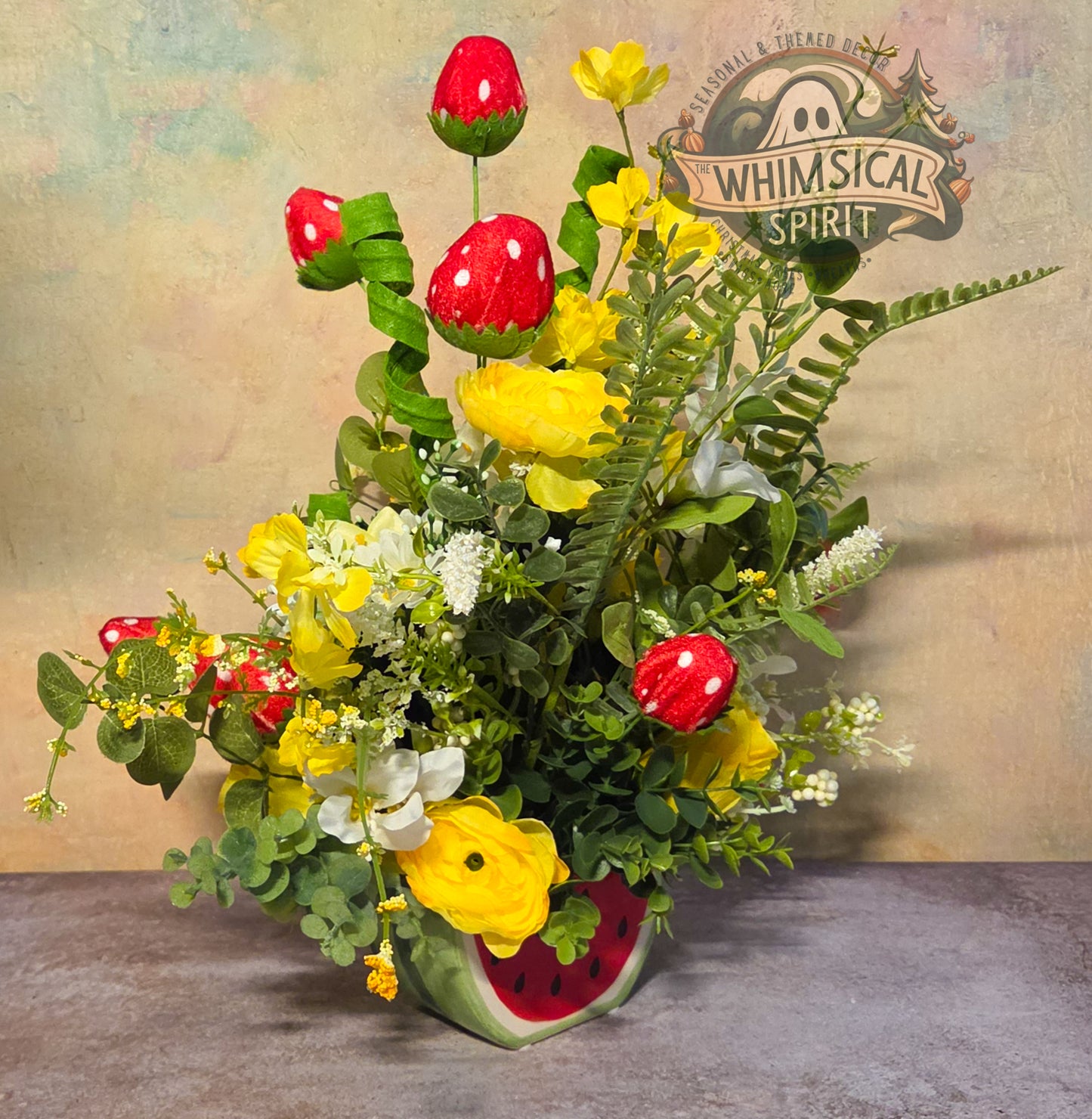 Berry Patch Picnic - Spring Flower Tabletop Centerpiece