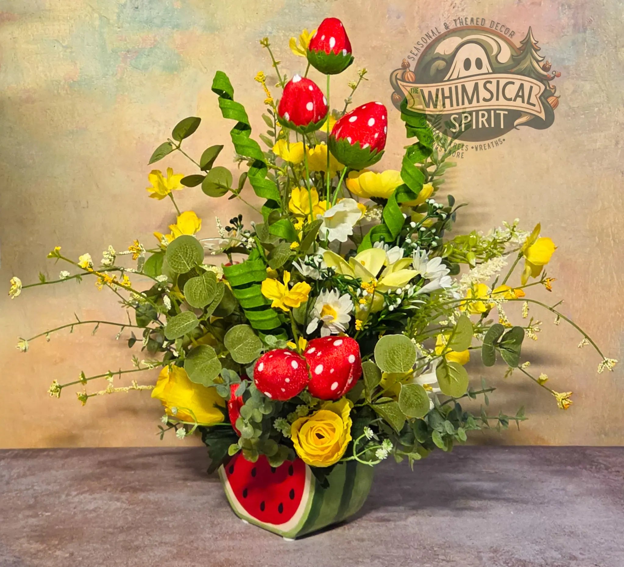 Berry Patch Picnic - Spring Flower Tabletop Centerpiece The Whimsical Spirit
