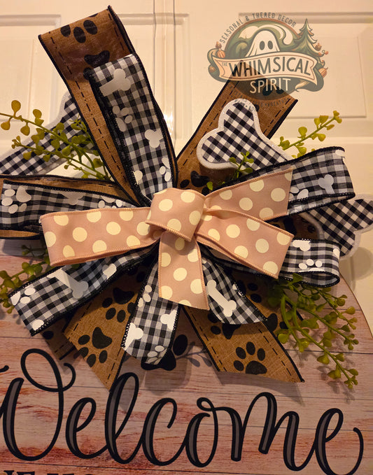 Bone Sweet Home - Dog Lover Welcome Home Greenery Door Hanger with Bow