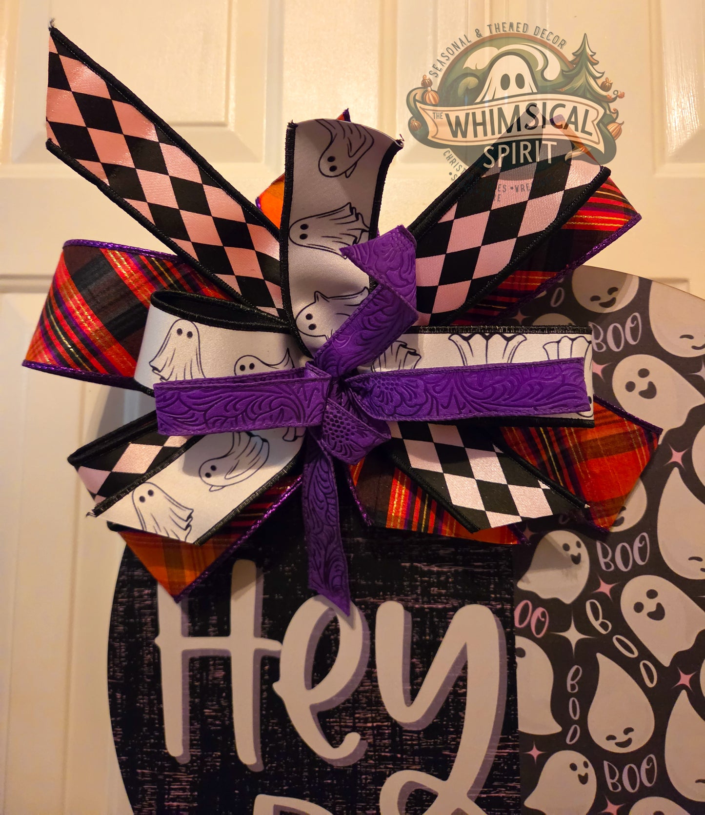 Boo-tiful Haunt Hello - Halloween Ghost Spooky Door Hanger with Bow