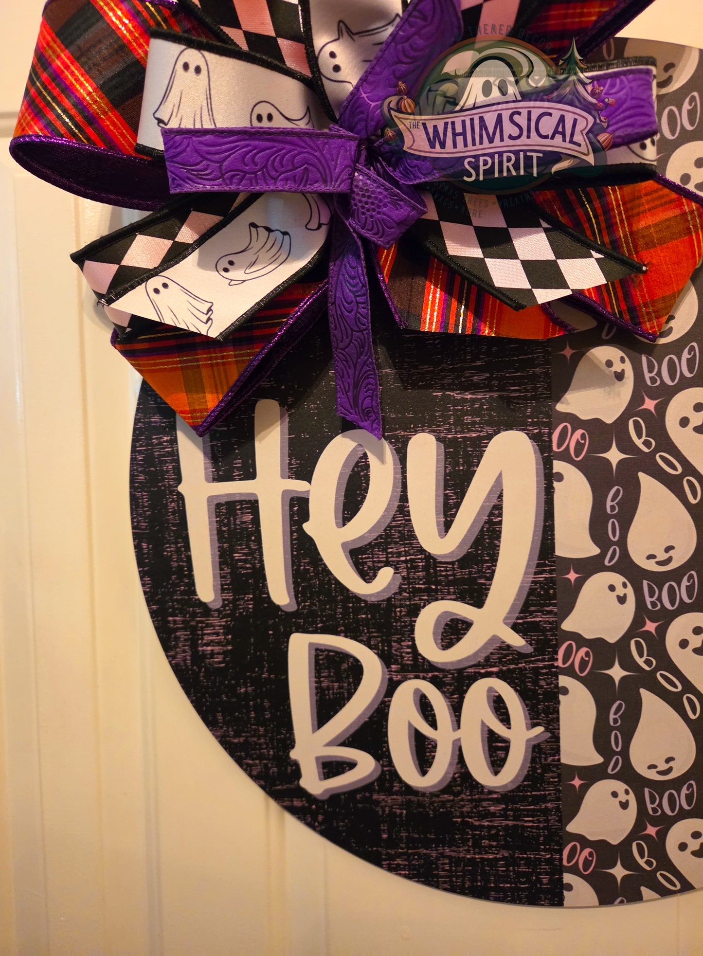 Boo-tiful Haunt Hello - Halloween Ghost Spooky Door Hanger with Bow