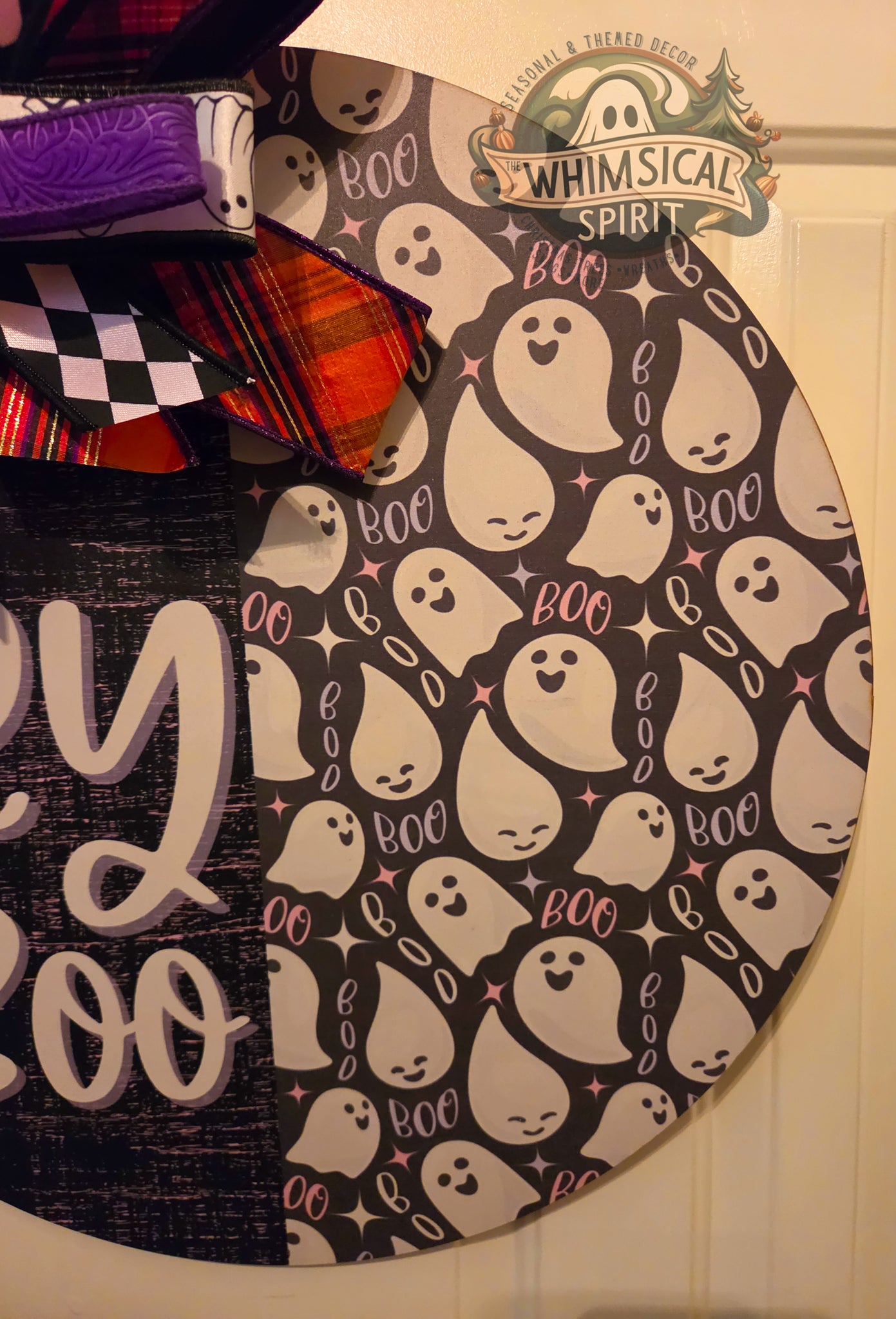 Boo-tiful Haunt Hello - Halloween Ghost Spooky Door Hanger with Bow