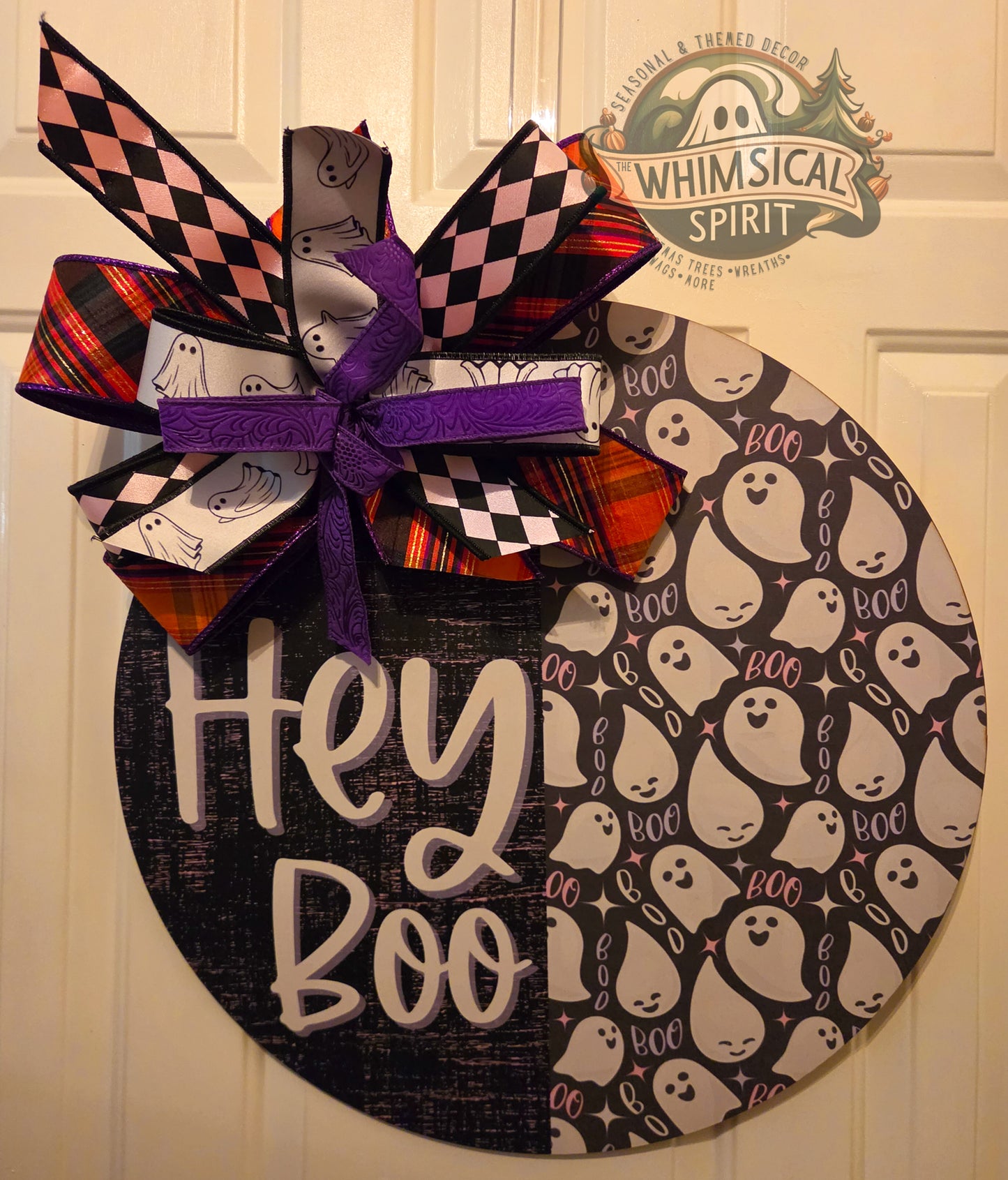 Boo-tiful Haunt Hello - Halloween Ghost Spooky Door Hanger with Bow