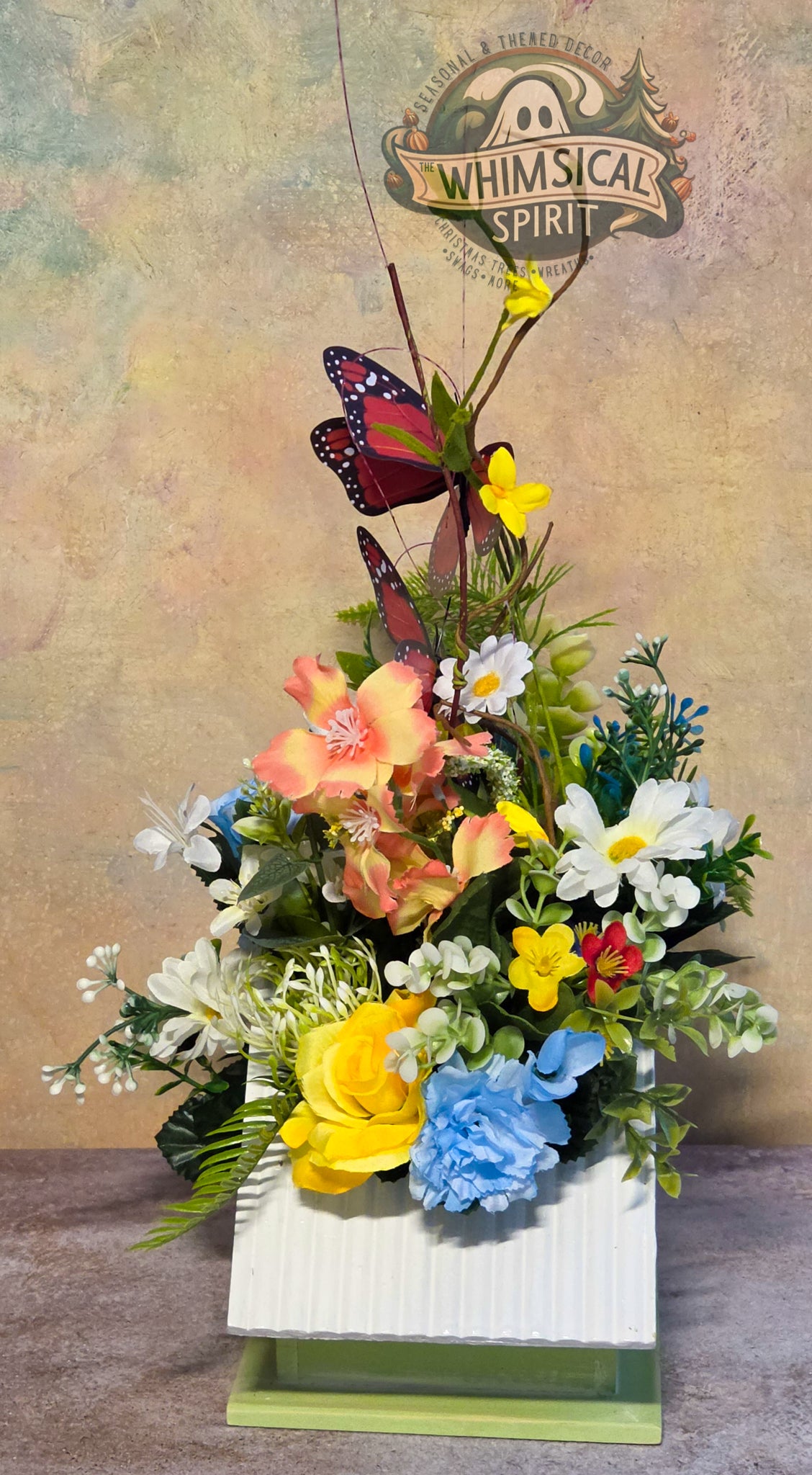 Butterfly Meadow Cottage - Spring Birdhouse Centerpiece