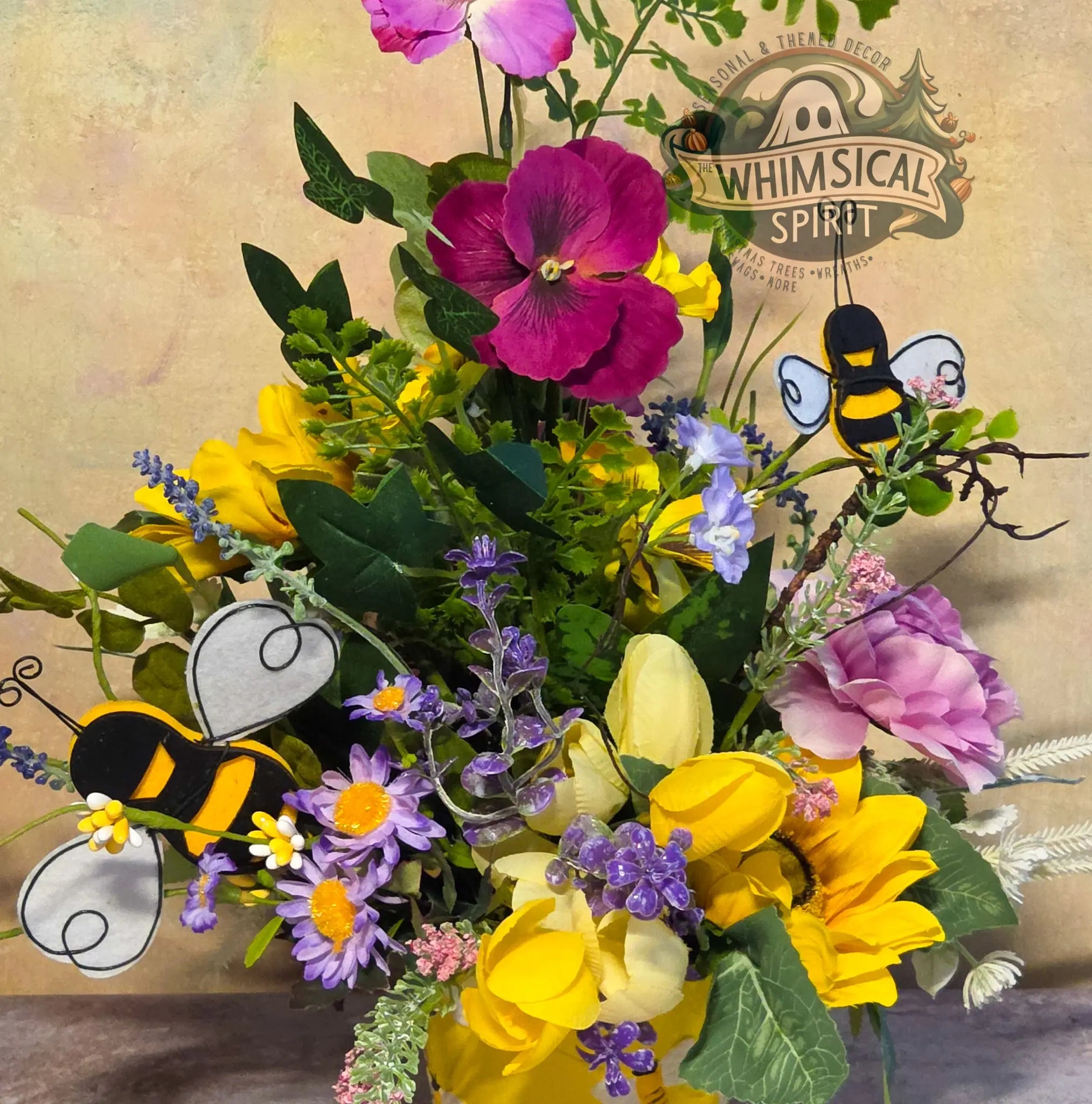 Buzzing Meadow Gathering - Spring Bumble Bee Wildflower Centerpiece The Whimsical Spirit