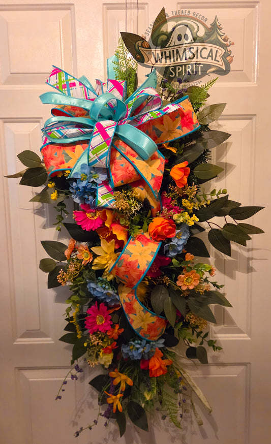 Cabana Bloom Cascade - Summer Beach Tropical Hibiscus Floral Swag