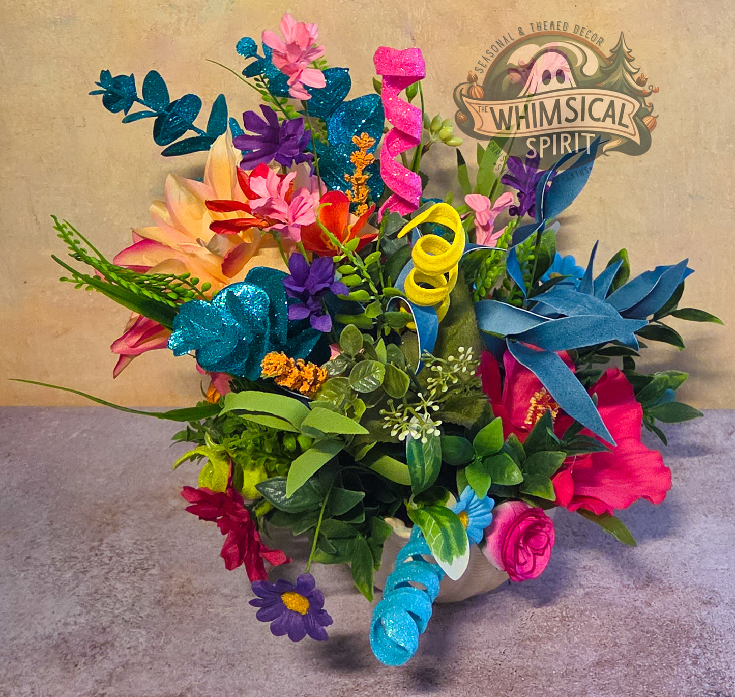 Coral Cove Garden - Ocean Beach-Day Seashell Floral Centerpiece