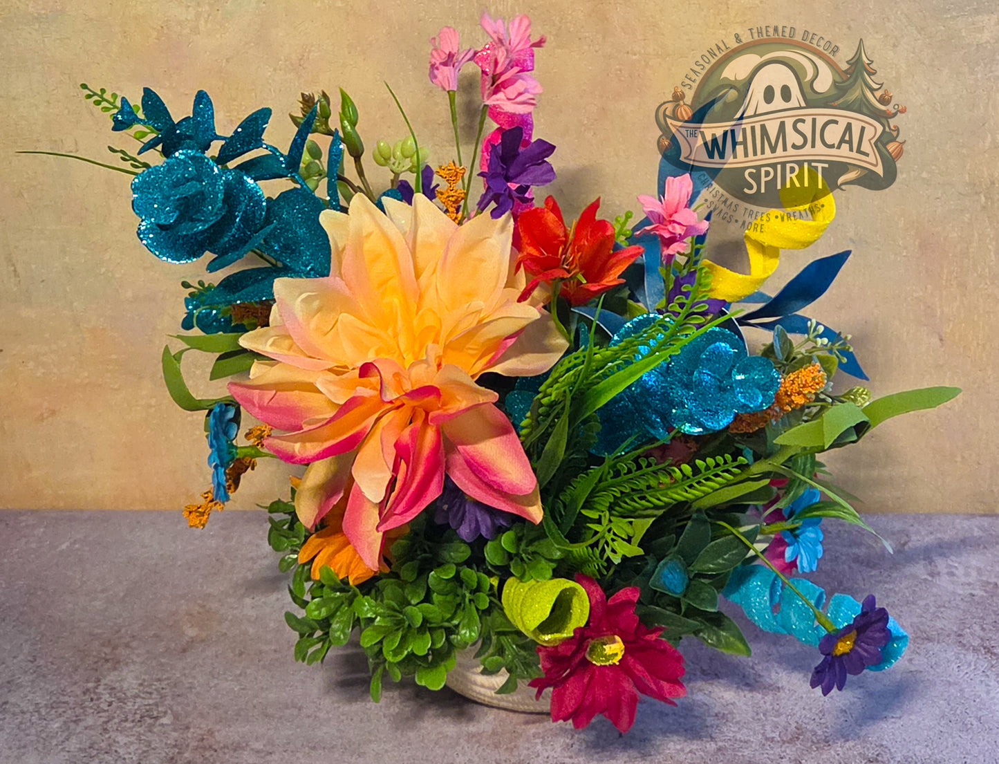 Coral Cove Garden - Ocean Beach-Day Seashell Floral Centerpiece