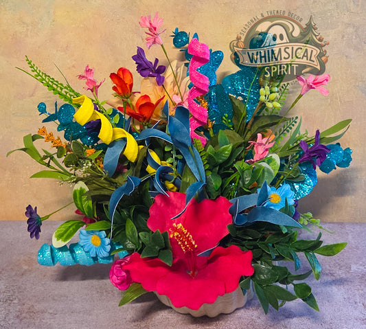 Coral Cove Garden - Ocean Beach-Day Seashell Floral Centerpiece