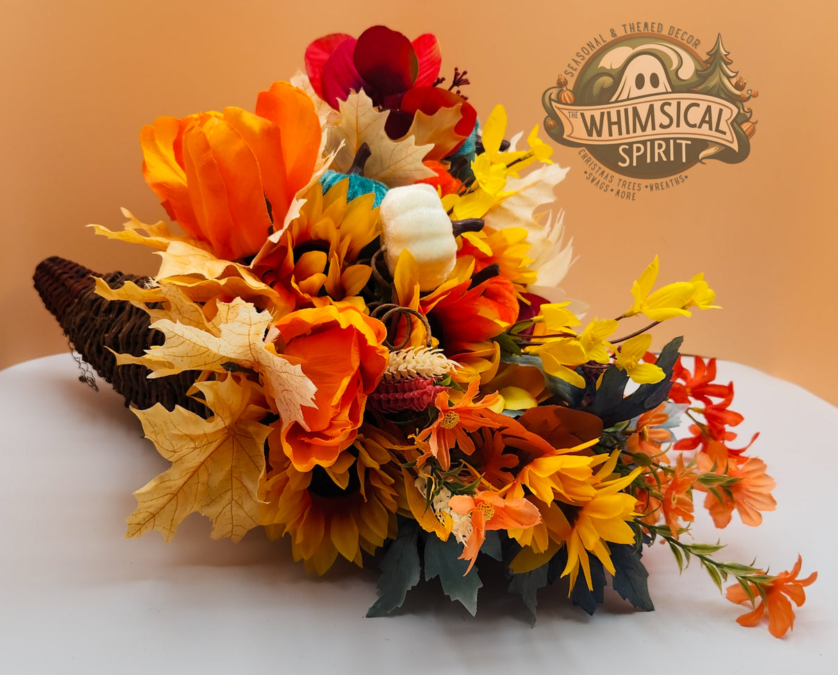 Crown of Pumpkins - Fall Harvest Pumpkin Cornucopia Tabletop Centerpiece The Whimsical Spirit