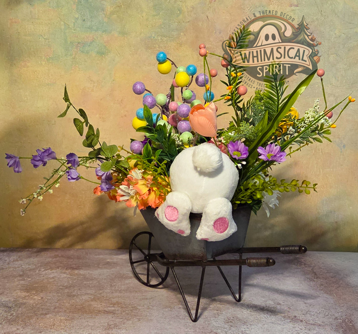 Easter Meadow Wheelbarrow - Easter Springtime Tabletop Centerpiece