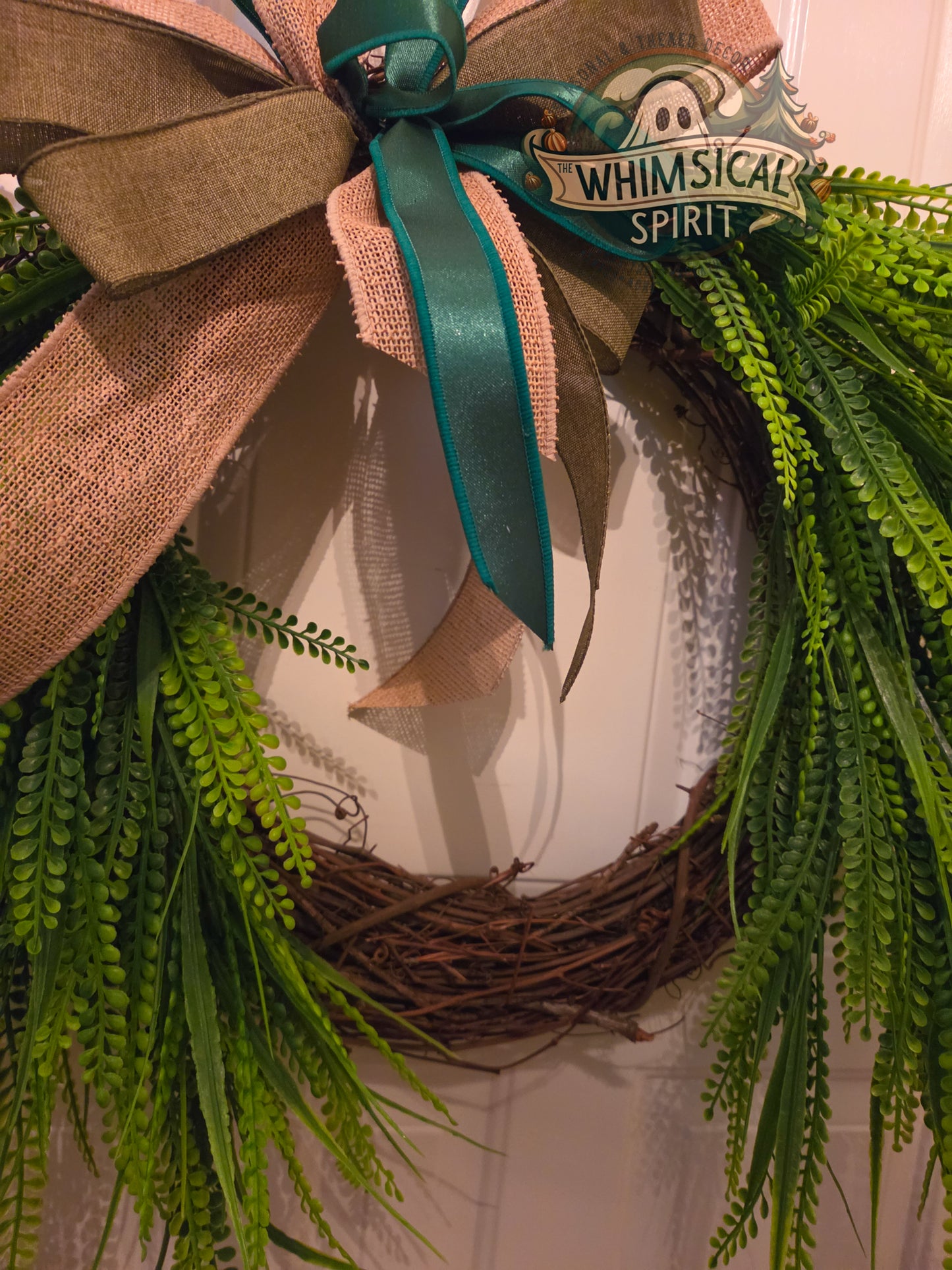 Emerald Grove Entry - Button Fern Greenery Everyday Wreath