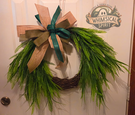 Emerald Grove Entry - Button Fern Greenery Everyday Wreath