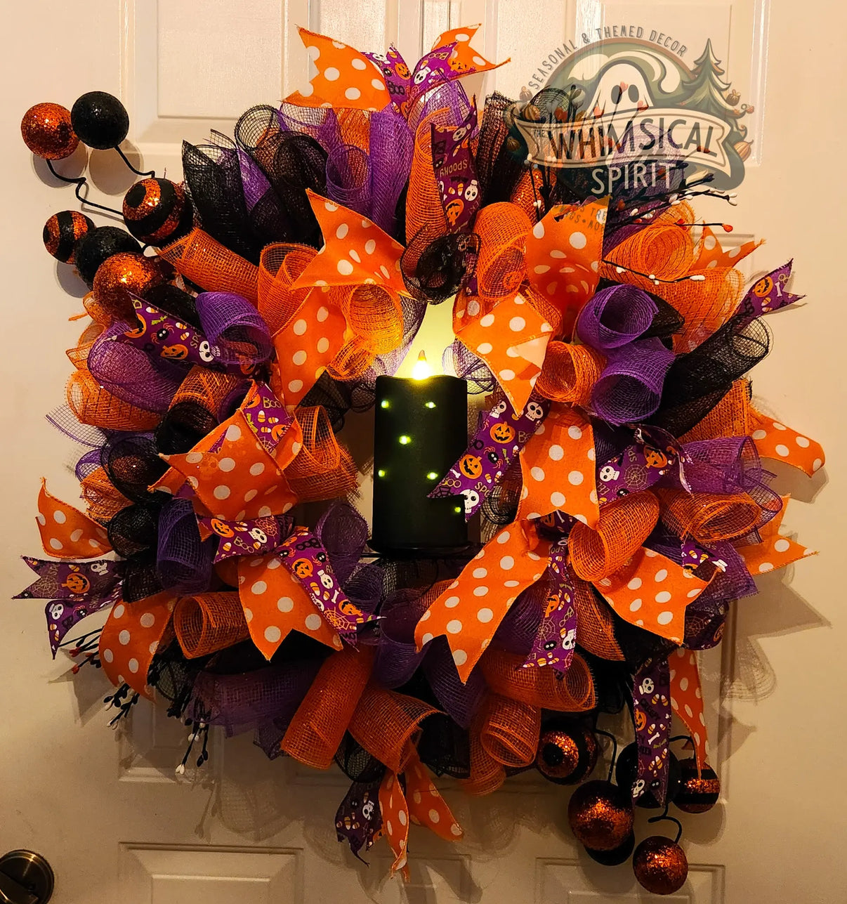Enchanted Ember - Halloween Candle Mesh Wreath The Whimsical Spirit