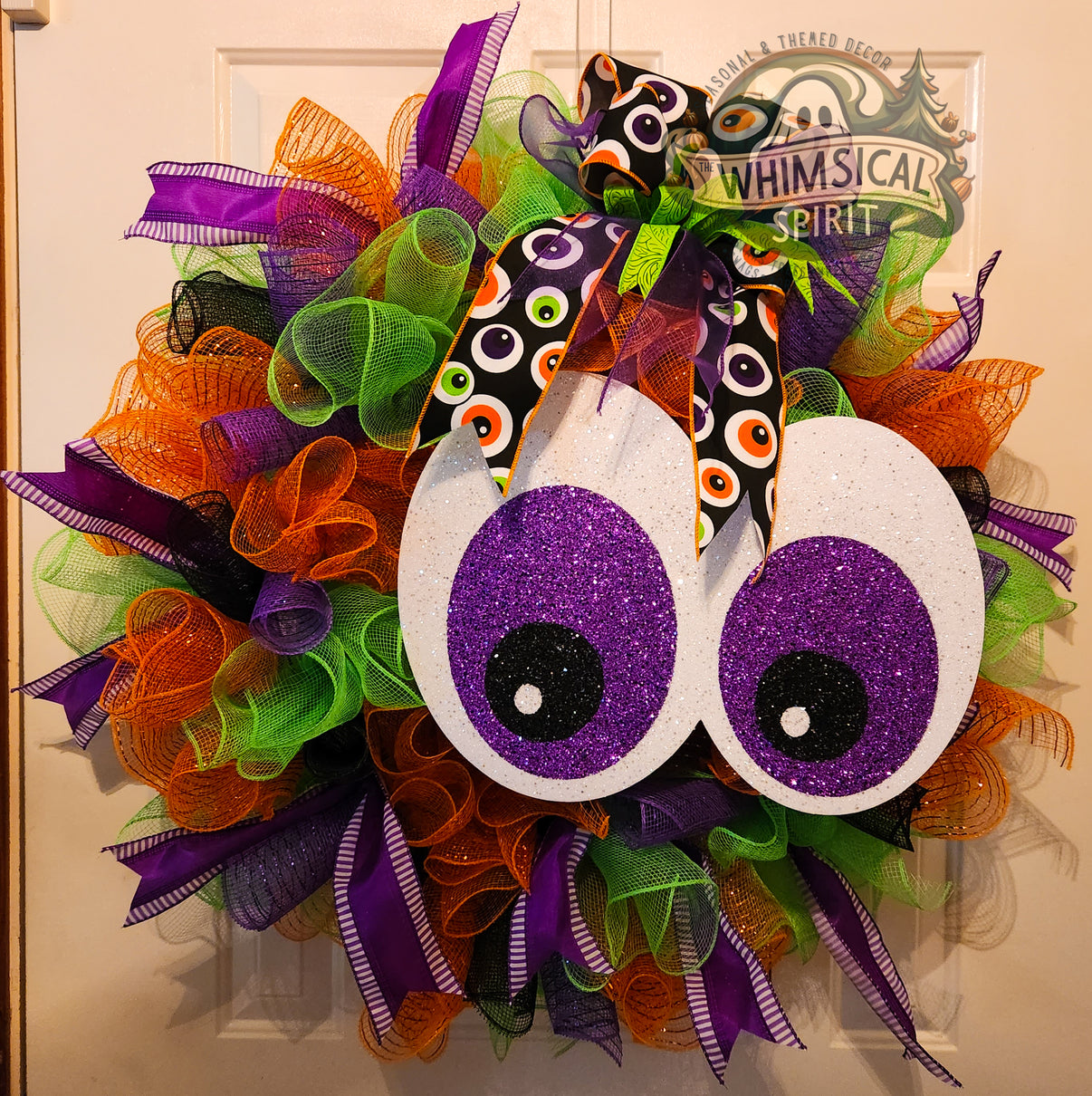 Eye See You (Purple) - Halloween Eyeball Mesh Wreath The Whimsical Spirit
