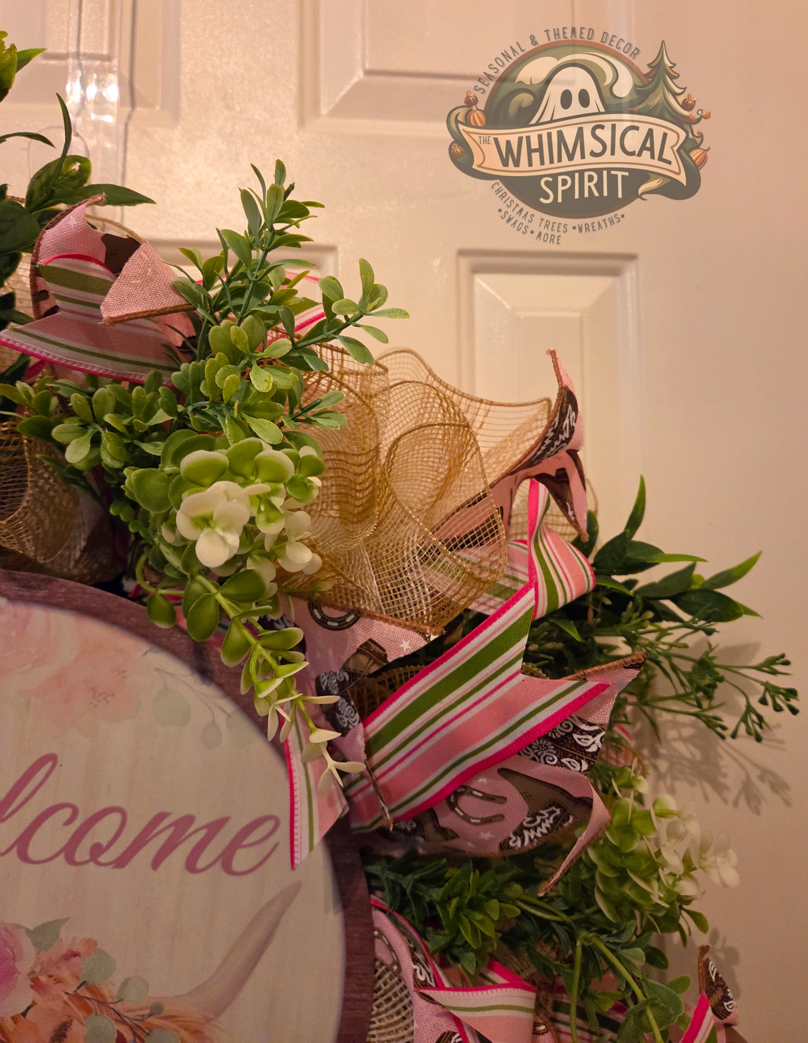 Highland Garden Greeting - Everyday Welcome Highland Cow Floral Wreath