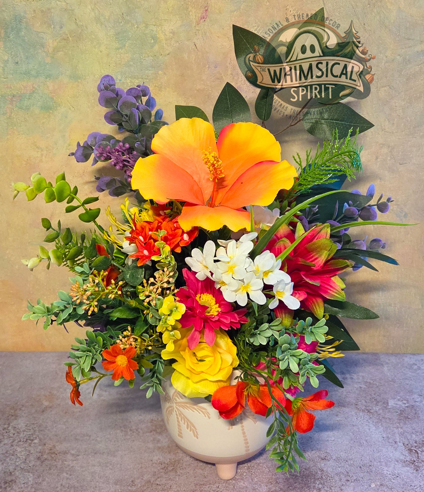 Island Garden Glow - Tropical Summer Beach Themed Floral Centerpiece