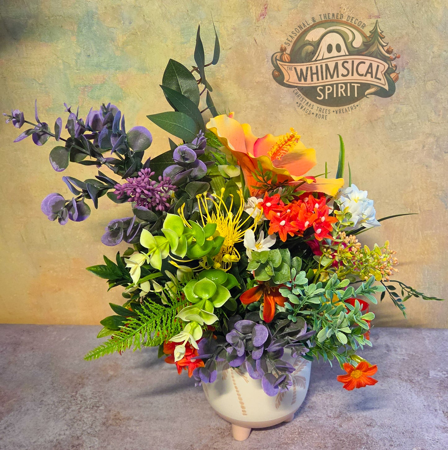 Island Garden Glow - Tropical Summer Beach Themed Floral Centerpiece