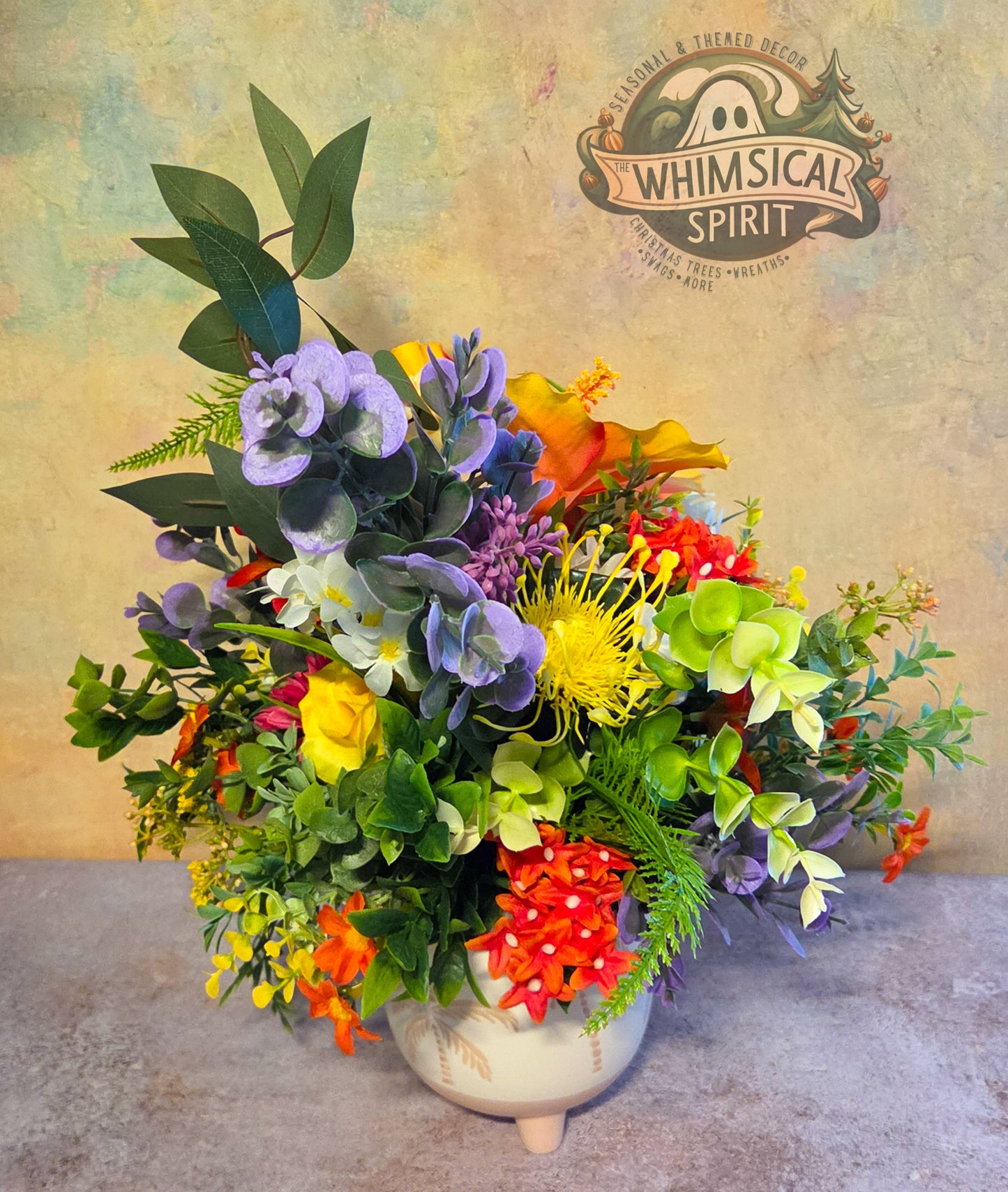 Island Garden Glow - Tropical Summer Beach Themed Floral Centerpiece