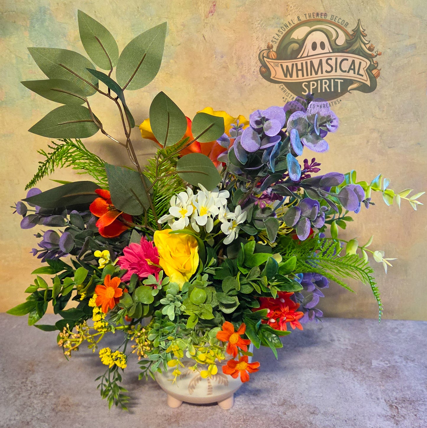 Island Garden Glow - Tropical Summer Beach Themed Floral Centerpiece