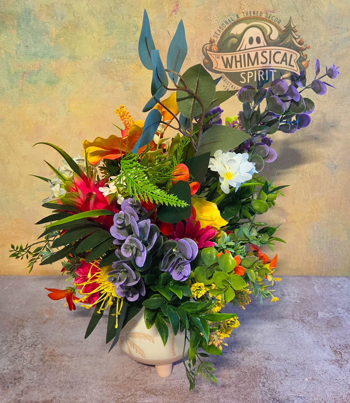 Island Garden Glow - Tropical Summer Beach Themed Floral Centerpiece