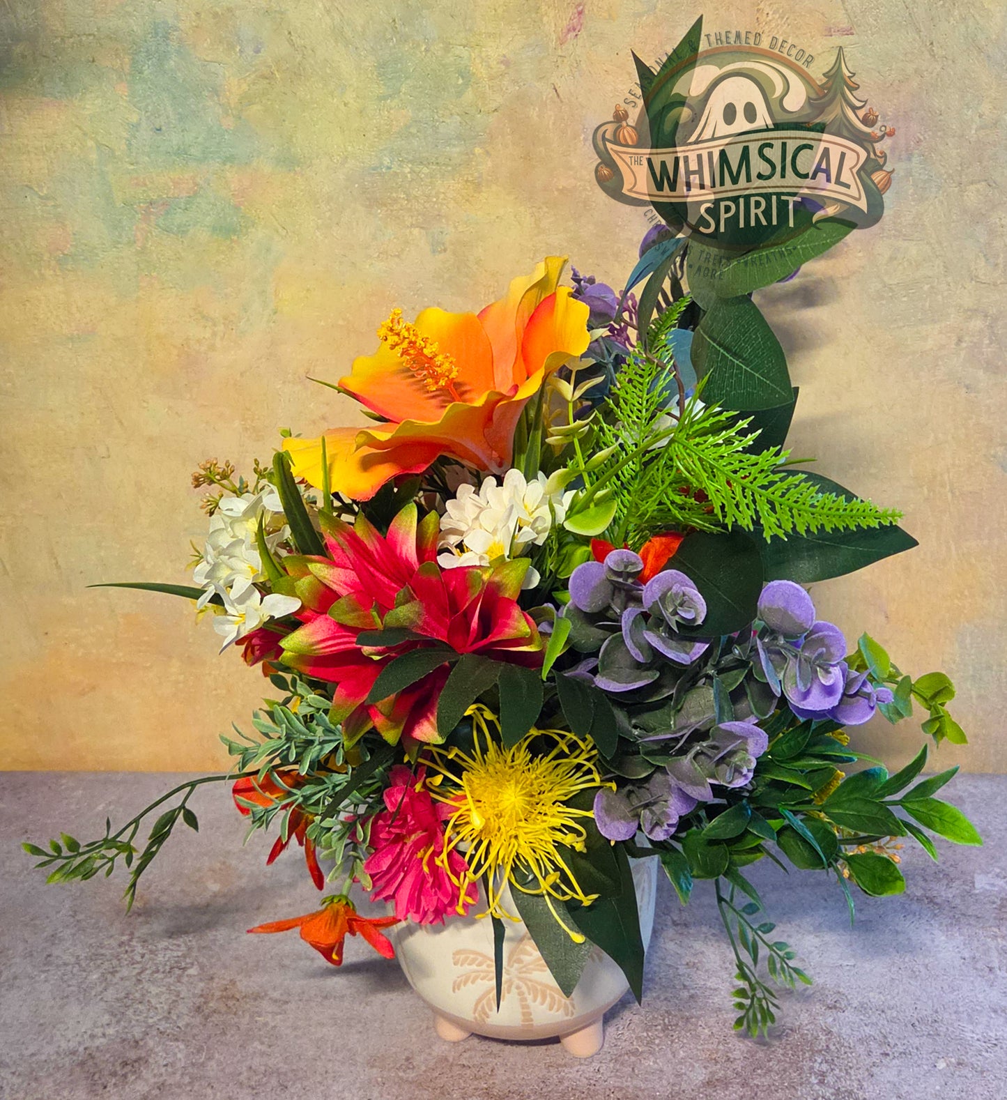 Island Garden Glow - Tropical Summer Beach Themed Floral Centerpiece
