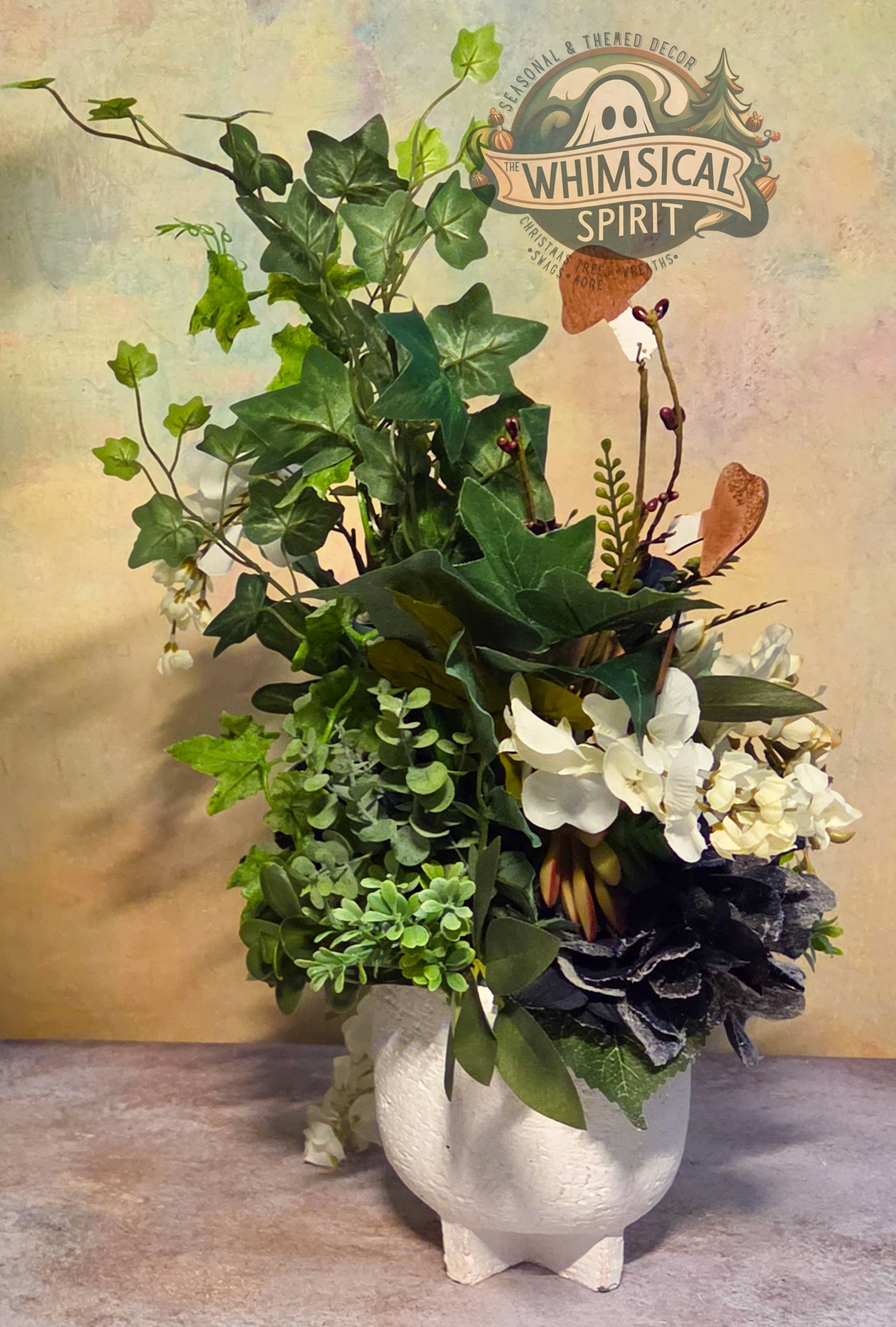 Ivory Garden Retreat - Everyday Neutral Elegant Tabletop Centerpiece