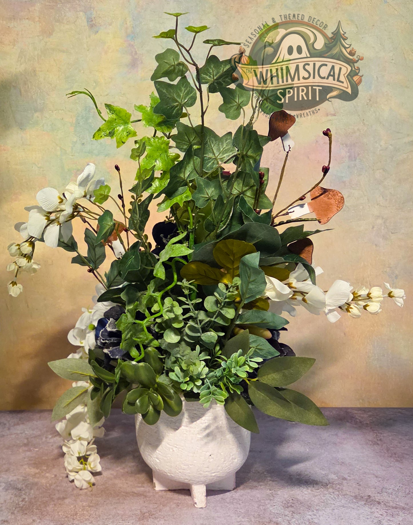 Ivory Garden Retreat - Everyday Neutral Elegant Tabletop Centerpiece