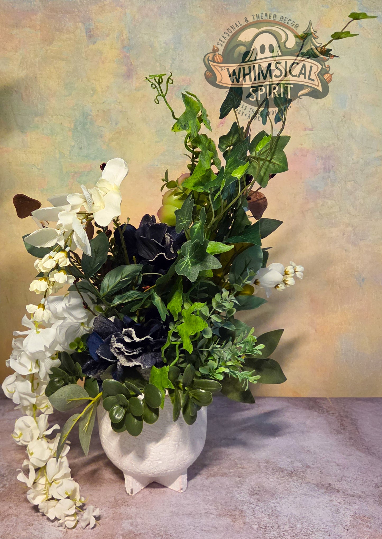 Ivory Garden Retreat - Everyday Neutral Elegant Tabletop Centerpiece