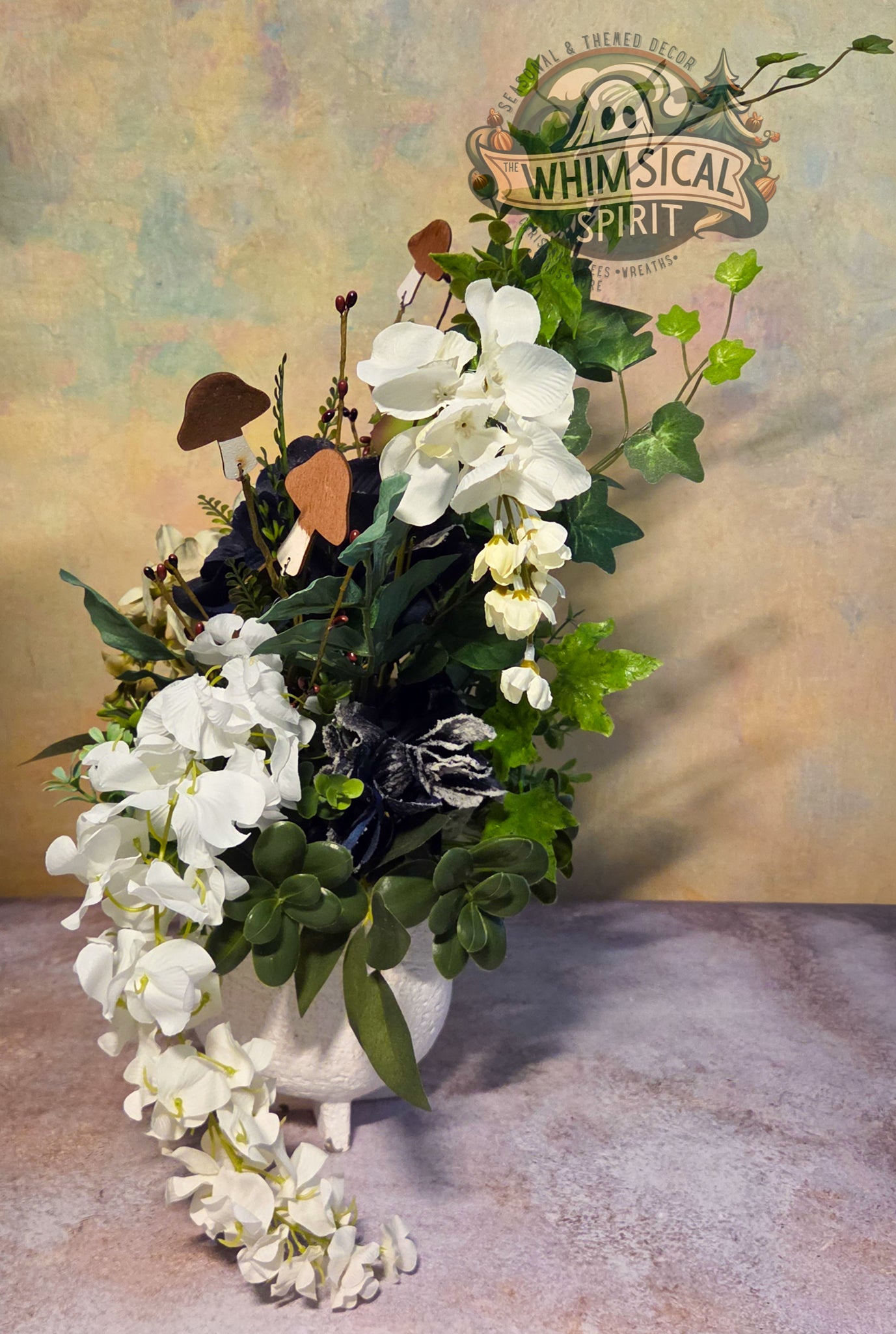 Ivory Garden Retreat - Everyday Neutral Elegant Tabletop Centerpiece