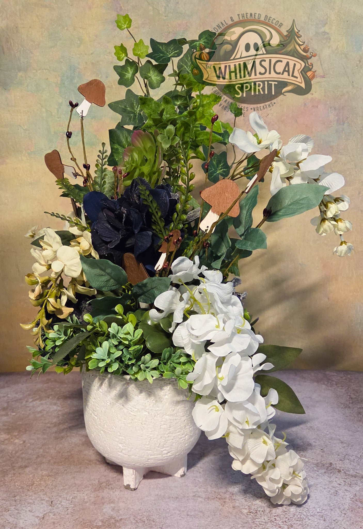 Ivory Garden Retreat - Everyday Neutral Elegant Tabletop Centerpiece